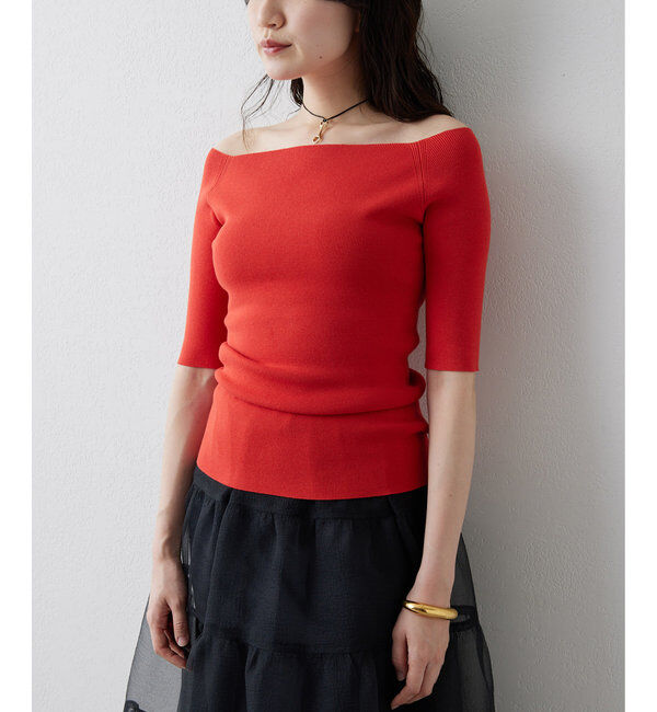 THE PAUSE「【THE PAUSE】オフショルハーフスリーブプルオーバー」|ニット・セーター|