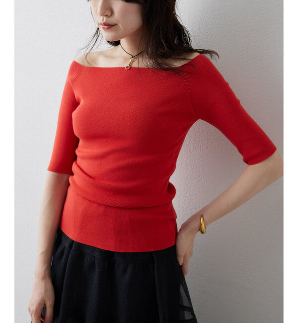 THE PAUSE「【THE PAUSE】オフショルハーフスリーブプルオーバー」|ニット・セーター|