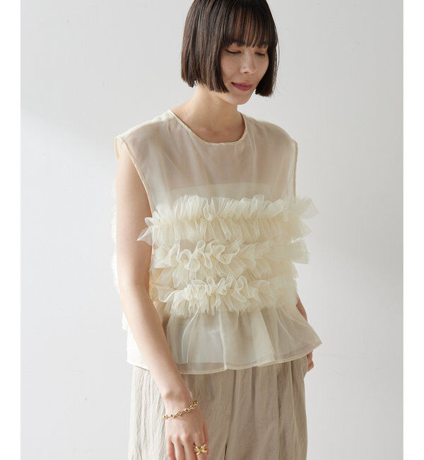  「【THE PAUSE】チュールフリルブラウス」|シャツ・ブラウス|