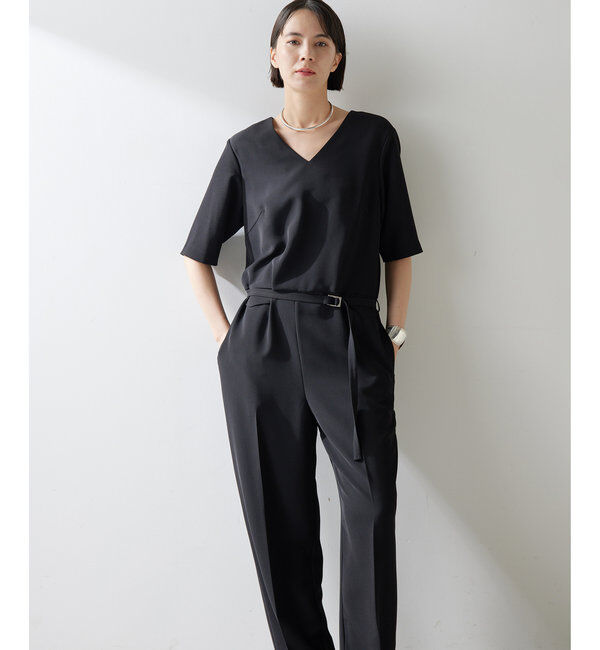  「【THE PAUSE】Vネックジャンプスーツ」|ワンピース|ブラック