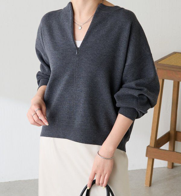  「ジップスウェットライクニット」|ニット・セーター|