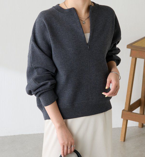  「ジップスウェットライクニット」|ニット・セーター|
