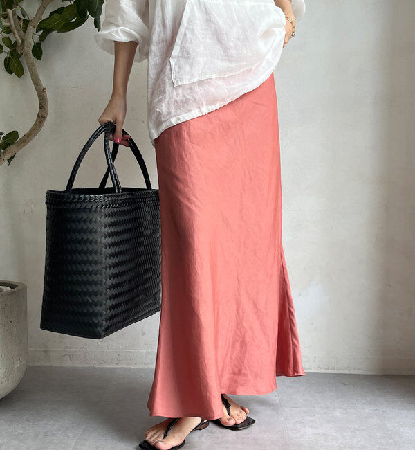  「【新色追加】【昨年1000枚売れた！】キュプラリネンマーメイドスカート」|スカート|ピンク