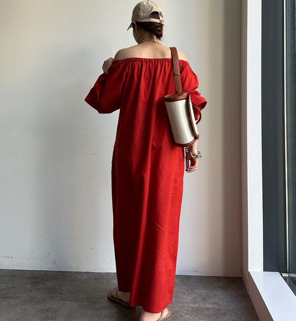  「コットンリネンオフショルワンピース」|ワンピース|