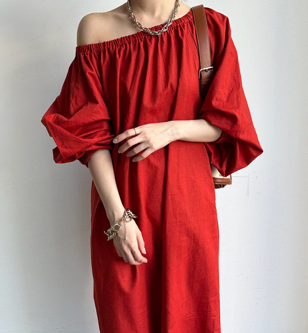  「コットンリネンオフショルワンピース」|ワンピース|