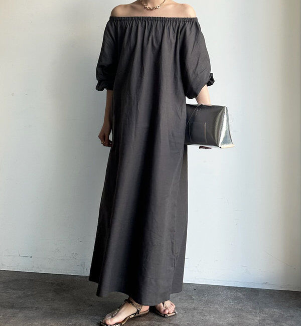  「コットンリネンオフショルワンピース」|ワンピース|