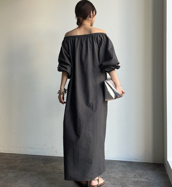  「コットンリネンオフショルワンピース」|ワンピース|