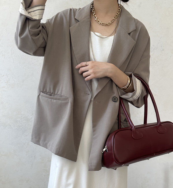  「【WEB限定】袖折り返しルーズジャケット」|テーラードジャケット|