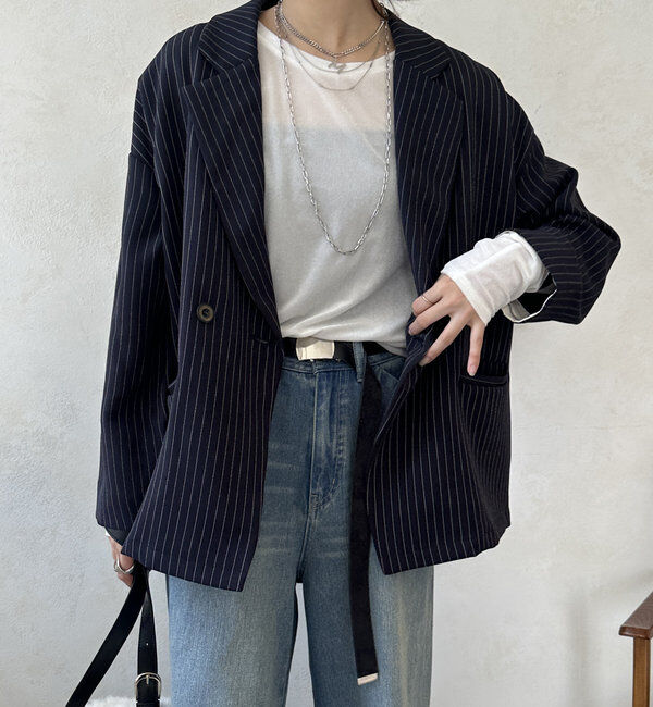  「【WEB限定】袖折り返しルーズジャケット」|テーラードジャケット|