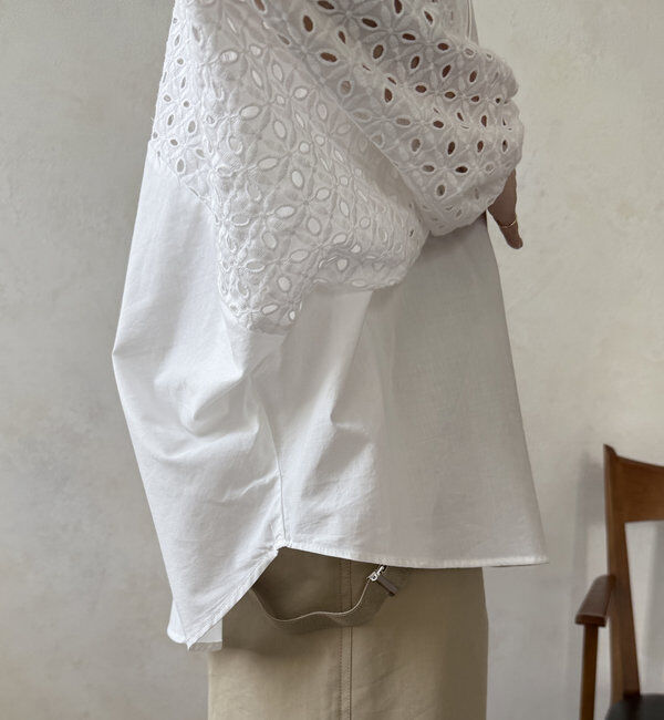  「【WEB限定】カットワークレース切替ブラウス」|シャツ・ブラウス|