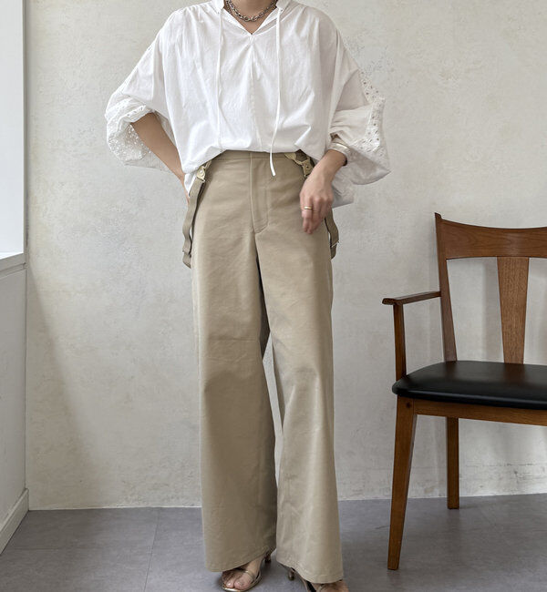  「【WEB限定】カットワークレース切替ブラウス」|シャツ・ブラウス|