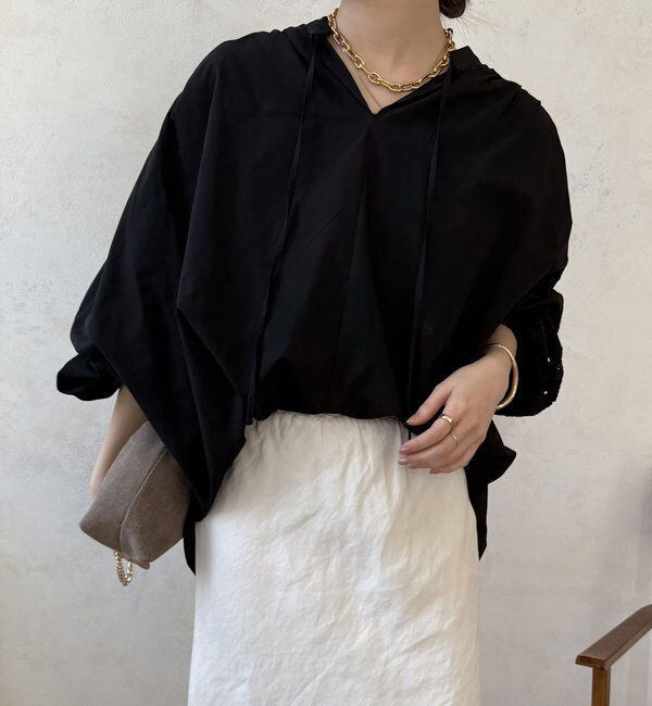  「【WEB限定】カットワークレース切替ブラウス」|シャツ・ブラウス|