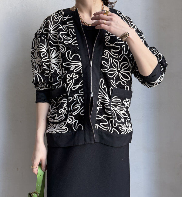  「【WEB限定】コード刺繍ブルゾン」|ブルゾン・スタジャン|ブラック