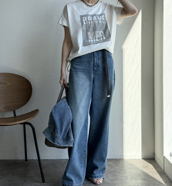  「【WEB限定】裾ドロストオーガンジーロゴTEE」|Tシャツ・カットソー|