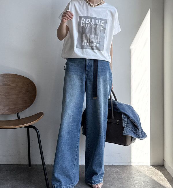  「【WEB限定】裾ドロストオーガンジーロゴTEE」|Tシャツ・カットソー|