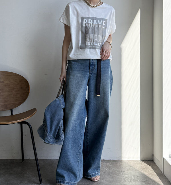  「【WEB限定】裾ドロストオーガンジーロゴTEE」|Tシャツ・カットソー|