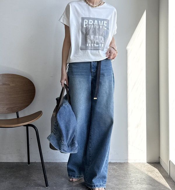  「【WEB限定】裾ドロストオーガンジーロゴTEE」|Tシャツ・カットソー|