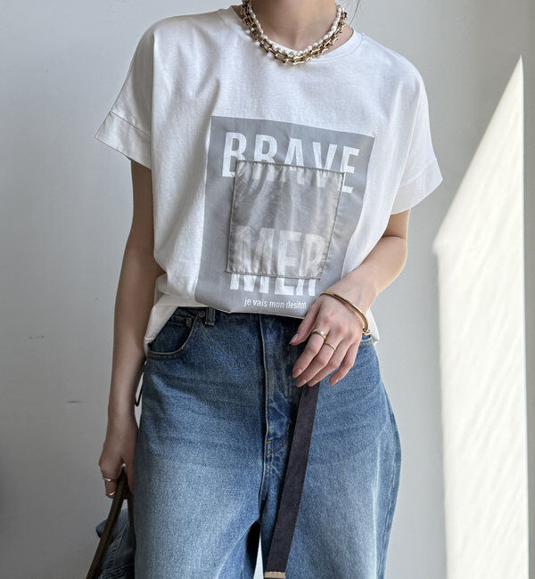  「【WEB限定】裾ドロストオーガンジーロゴTEE」|Tシャツ・カットソー|