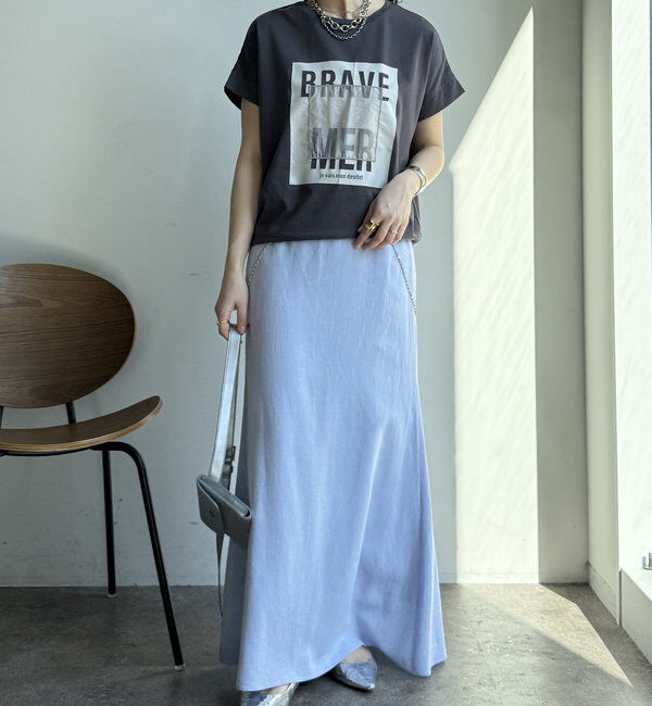  「【WEB限定】裾ドロストオーガンジーロゴTEE」|Tシャツ・カットソー|