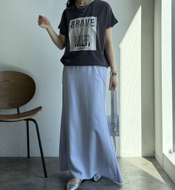  「【WEB限定】裾ドロストオーガンジーロゴTEE」|Tシャツ・カットソー|