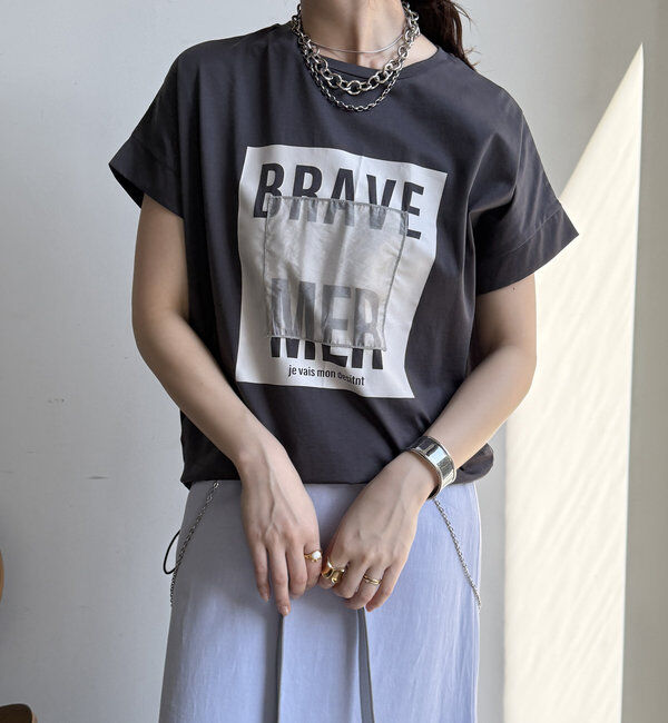  「【WEB限定】裾ドロストオーガンジーロゴTEE」|Tシャツ・カットソー|