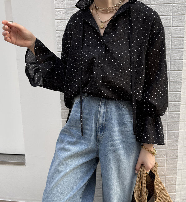  「シアードットスタンドフリルブラウス」|シャツ・ブラウス|