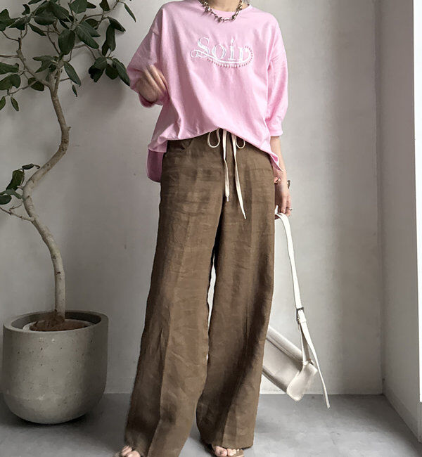  「【WEB限定】パールロゴ刺繍タックスリーブプルオーバー」|Tシャツ・カットソー|