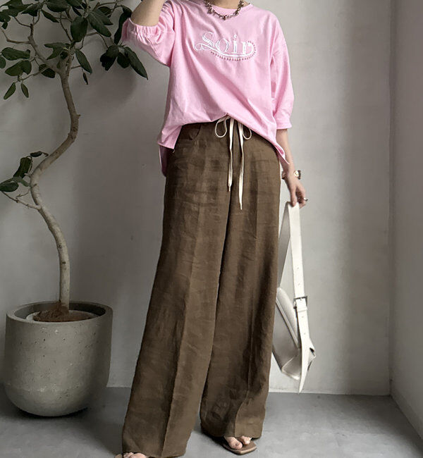  「【WEB限定】パールロゴ刺繍タックスリーブプルオーバー」|Tシャツ・カットソー|