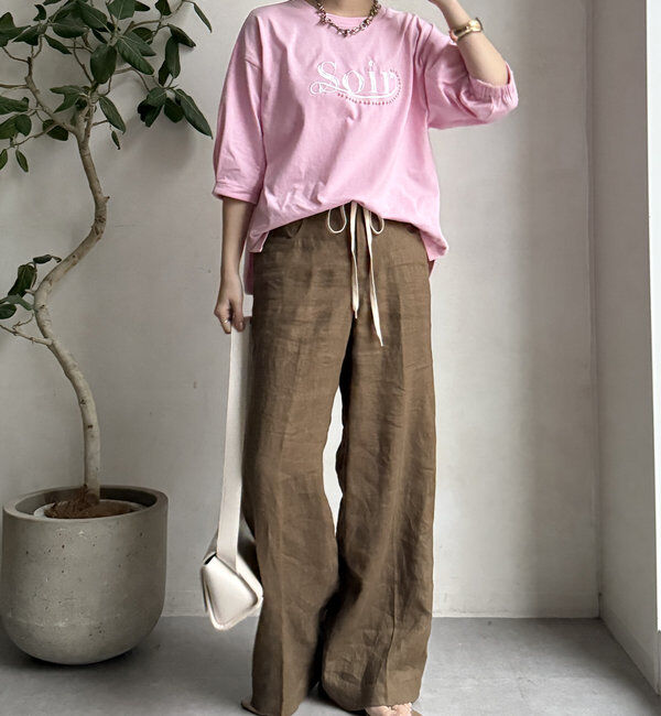  「【WEB限定】パールロゴ刺繍タックスリーブプルオーバー」|Tシャツ・カットソー|