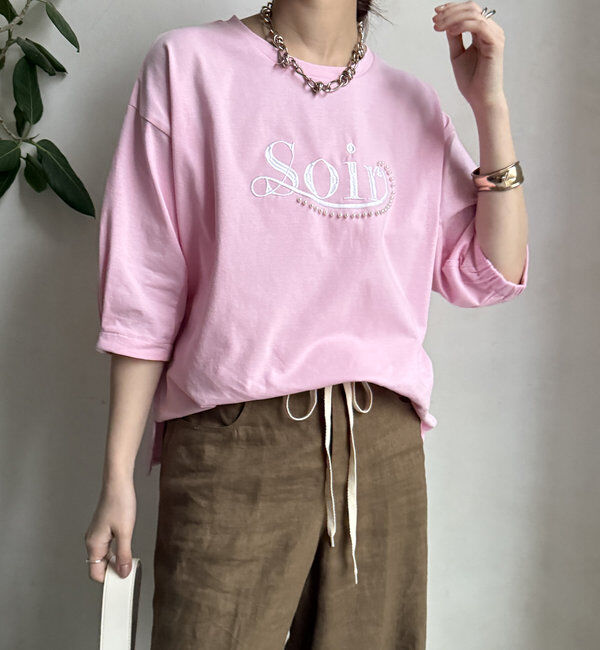  「【WEB限定】パールロゴ刺繍タックスリーブプルオーバー」|Tシャツ・カットソー|