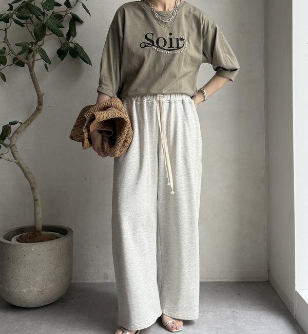  「【WEB限定】パールロゴ刺繍タックスリーブプルオーバー」|Tシャツ・カットソー|