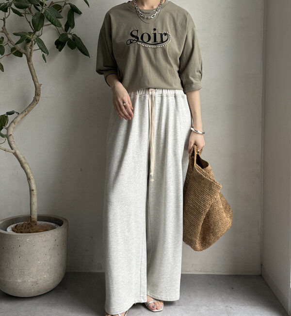  「【WEB限定】パールロゴ刺繍タックスリーブプルオーバー」|Tシャツ・カットソー|