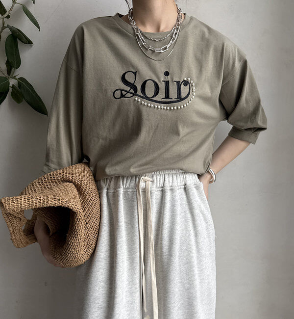  「【WEB限定】パールロゴ刺繍タックスリーブプルオーバー」|Tシャツ・カットソー|