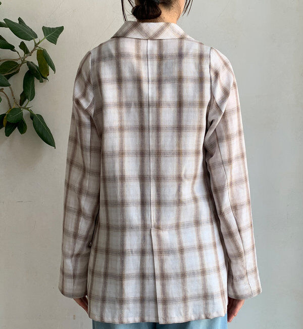  「リネン混チェックダブルジャケット」|テーラードジャケット|