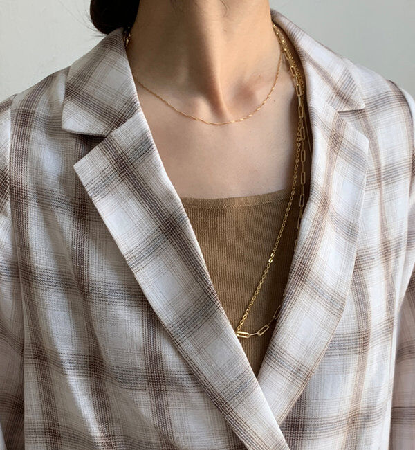  「リネン混チェックダブルジャケット」|テーラードジャケット|