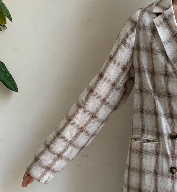  「リネン混チェックダブルジャケット」|テーラードジャケット|