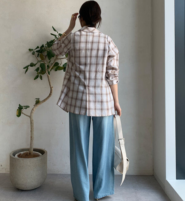  「リネン混チェックダブルジャケット」|テーラードジャケット|