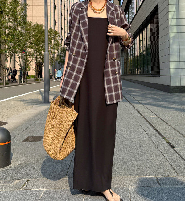  「リネン混チェックダブルジャケット」|テーラードジャケット|