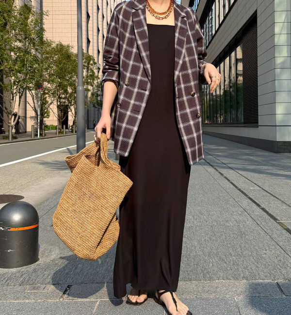  「リネン混チェックダブルジャケット」|テーラードジャケット|