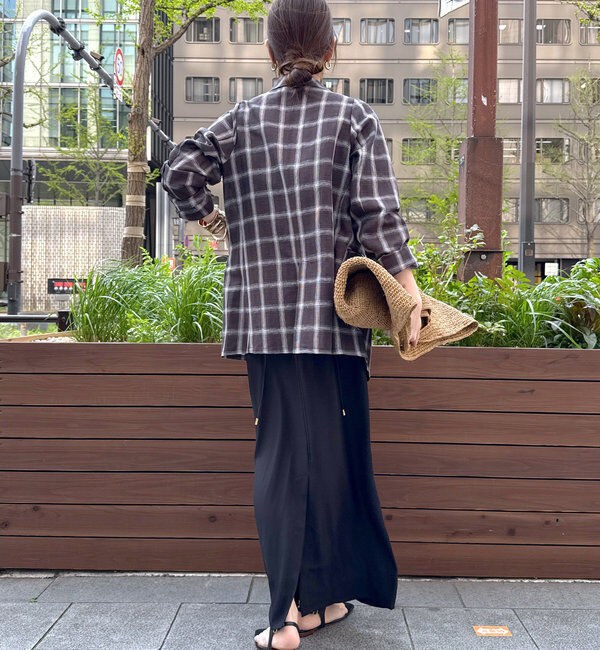  「リネン混チェックダブルジャケット」|テーラードジャケット|