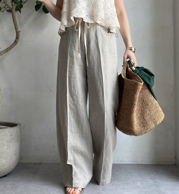  「リネン紐ドロストパンツ」|チノ|