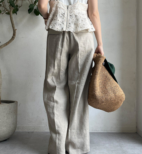  「リネン紐ドロストパンツ」|チノ|