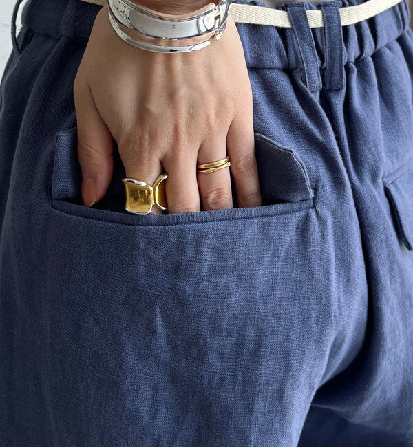  「リネン紐ドロストパンツ」|チノ|