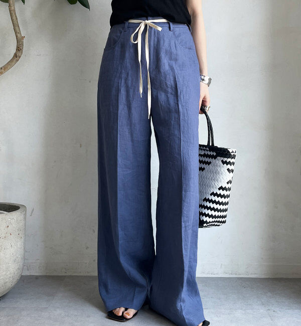  「リネン紐ドロストパンツ」|チノ|