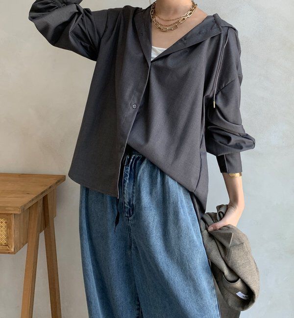  「【WEB限定】サキソニーフーディーシャツ」|シャツ・ブラウス|