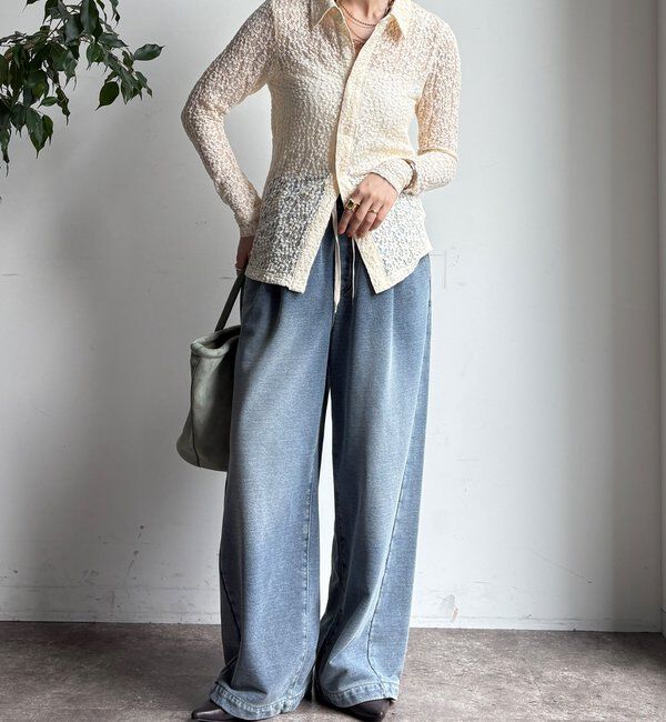  「【WEB限定】ニットレースシャツ」|シャツ・ブラウス|