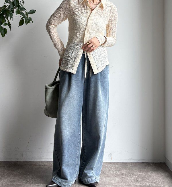  「【WEB限定】ニットレースシャツ」|シャツ・ブラウス|