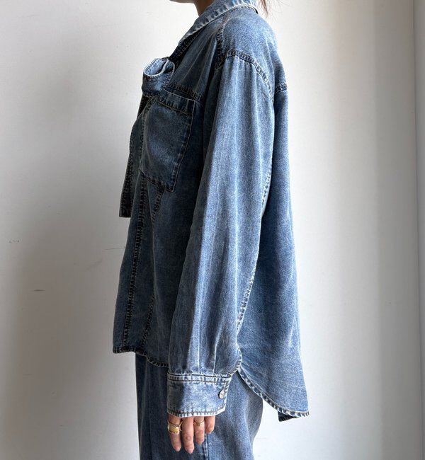  「【WEB限定】棒タイ2WAYリヨセルデニムシャツ」|シャツ・ブラウス|