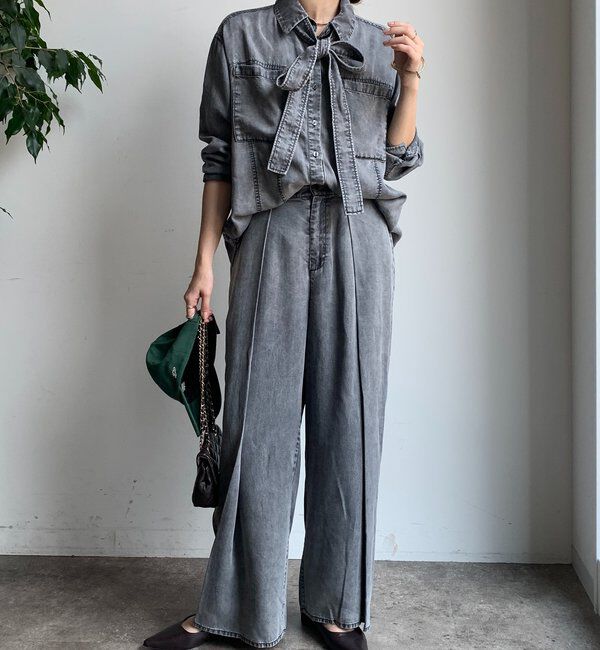  「【WEB限定】棒タイ2WAYリヨセルデニムシャツ」|シャツ・ブラウス|