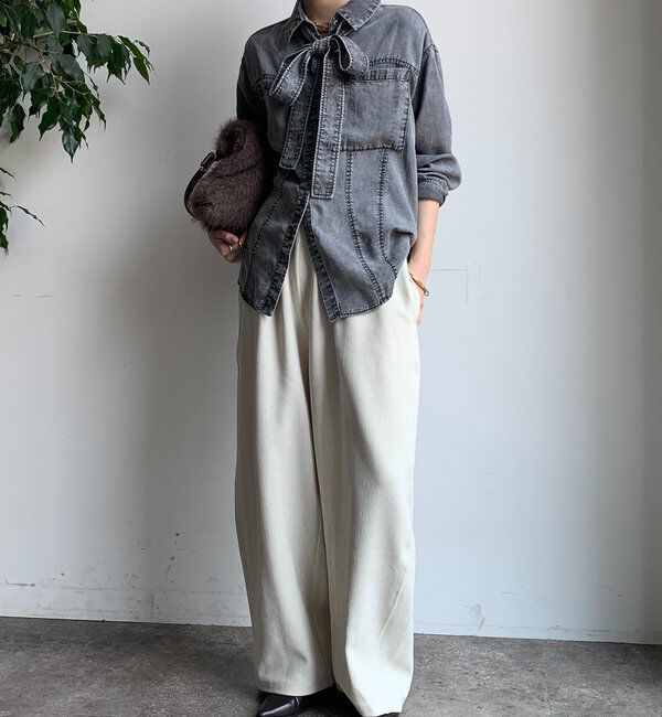  「【WEB限定】棒タイ2WAYリヨセルデニムシャツ」|シャツ・ブラウス|